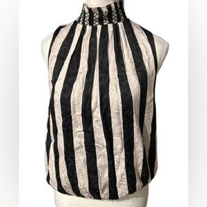 Alice + Olivia Striped Sleeveless Shirt Top Blouse Tank Designer Large Boho
